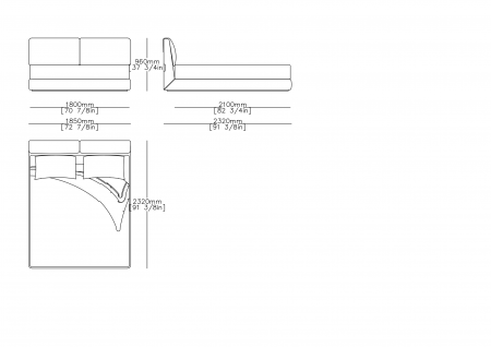 Fixed bedspring (mattress size 1800 x 2100 mm)