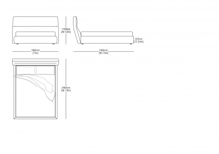 Fixed bedspring (mattress size 1600 x 2100 mm)