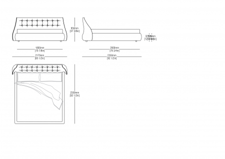 Letto rete fissa e alzabile (materasso 1800 x 2000 mm)