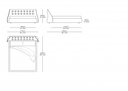 Letto rete fissa (materasso 1800 x 2100 mm)