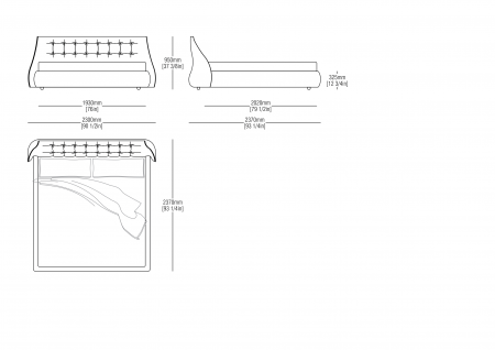 Letto rete fissa KS (materasso 2300 x 2020 mm)