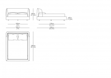 Letto rete fissa (materasso 1600 x 2100 mm)